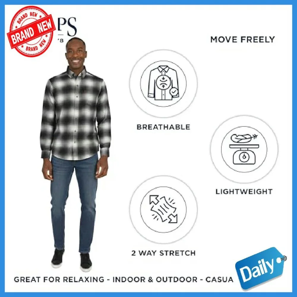 Classic Fit Long Sleeve Button Down Stretch Flannel Shirt - Picture 3 of 7